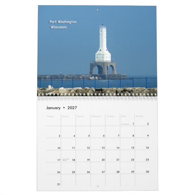 Michigansee-Leuchttürme Kalender (Jan 2027)
