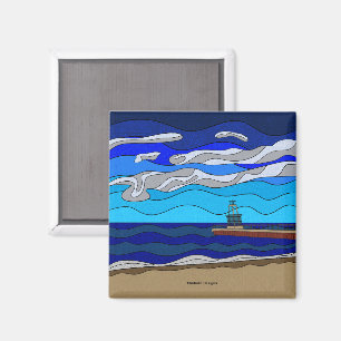 Michigansee - Magnet (Quadrat)
