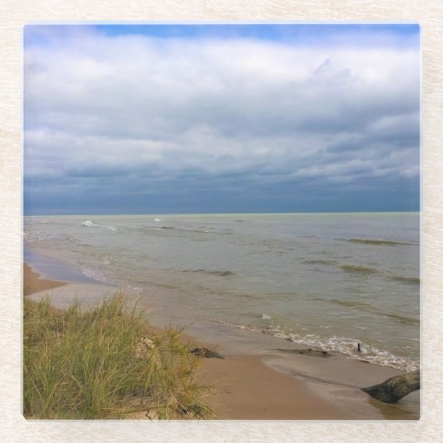 Michigansee, Sheyboygan, WI Glasuntersetzer (Vorderseite)