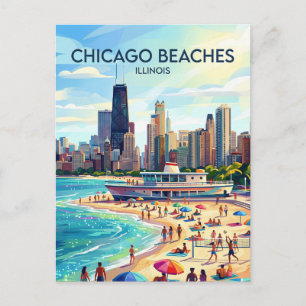 Michigansee und North Avenue Beach Chicago USA Postkarte