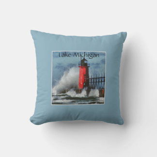 Michigansee-Wellen und Leuchtturm Kissen