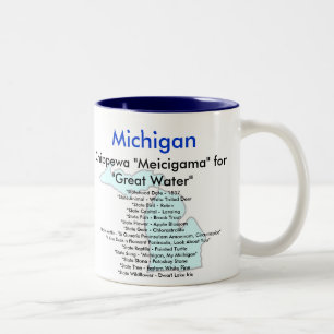 Michigansymbole u. -karte zweifarbige tasse