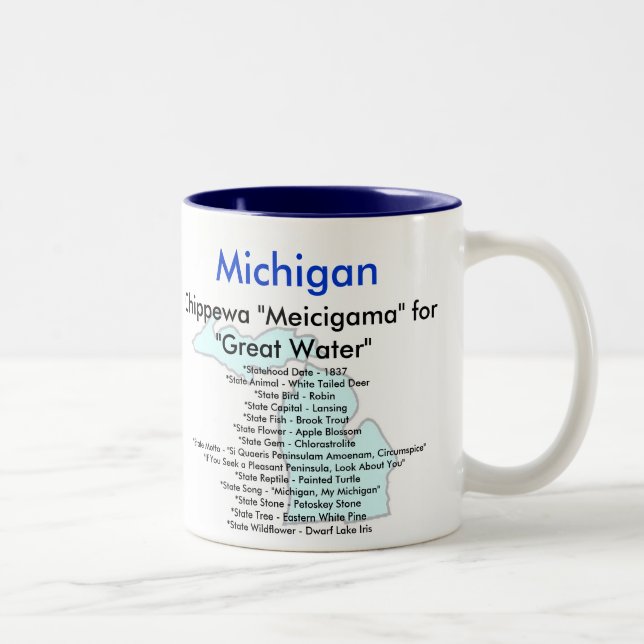 Michigansymbole u. -karte zweifarbige tasse (Rechts)
