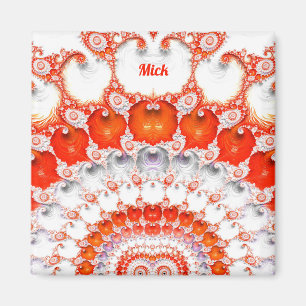 MICK ~ Abstraktes Muster ~ Red Orange White~ Magnet
