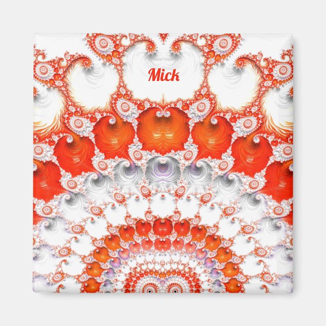 MICK ~ Abstraktes Muster ~ Red Orange White~ Magnet (Vorne)