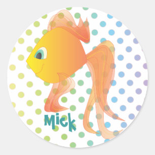 Mick der Goldfisch Runder Aufkleber
