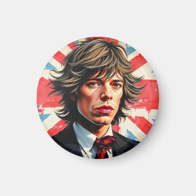 Mick Jagger Rolling Stones vor einer Gewerkschaft  Magnet (Vorne)