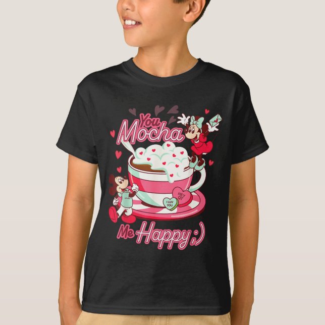 Mickey &amp; Minnie Valentine's Day You Mocha Me H T-Shirt (Vorderseite)