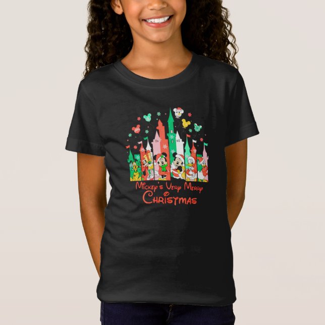 Mickey & Friends Very Merry Christmas Castle Disne T-Shirt (Vorderseite)