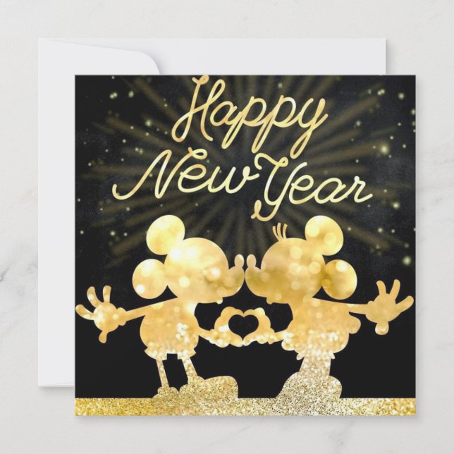 Mickey gold Flat Holiday Card Feiertagskarte (Vorderseite)