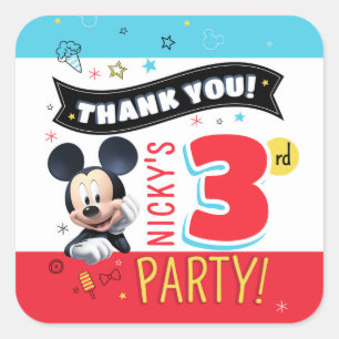 Mickey Maus lustige Geburtstags-Geschenktüte Quadratischer Aufkleber