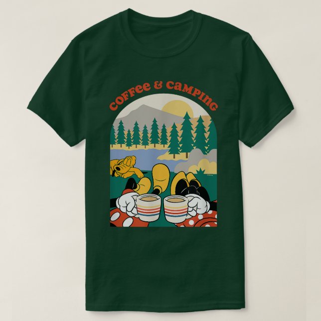 Mickey & Minnie MouseKaffee & Camping T-Shirt (Design vorne)