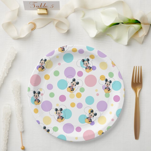 Mickey Mouse Polka Dot Baby Shower Pappteller (Hochzeit)