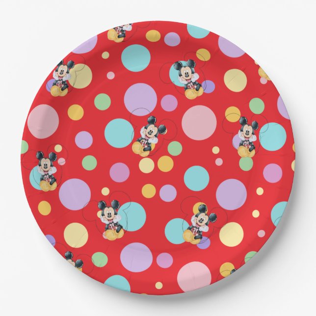 Mickey Mouse Polka Dot  red Baby Shower Pappteller (Vorderseite)