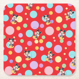 Mickey Mouse Polka Dot red Baby Shower Rechteckiger Pappuntersetzer