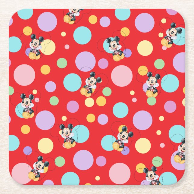 Mickey Mouse Polka Dot  red Baby Shower Rechteckiger Pappuntersetzer (Vorderseite)