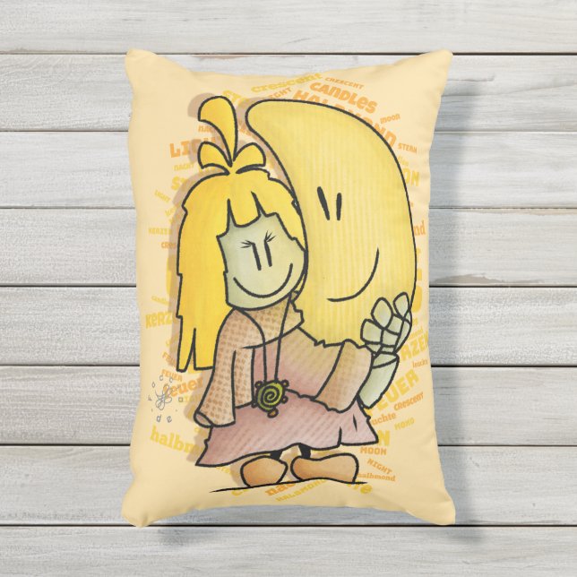 Micol hält den Mond fest Kissen Für Draußen (Vorderseite(Vertikal))