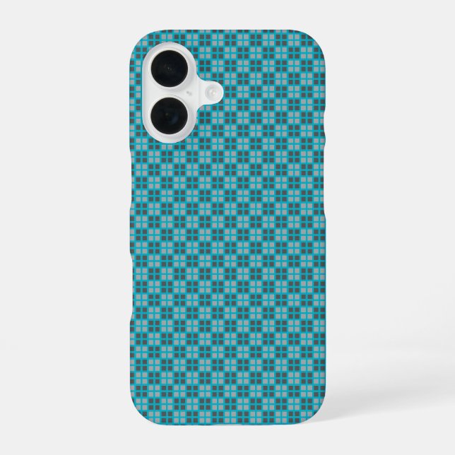 Micro Checkered Blue iPhone Protector 16 Hülle (Rückseite)