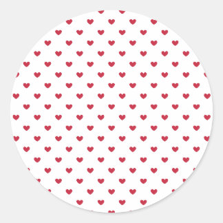 Micro Hearts Cherry Red - Weiß Runder Aufkleber