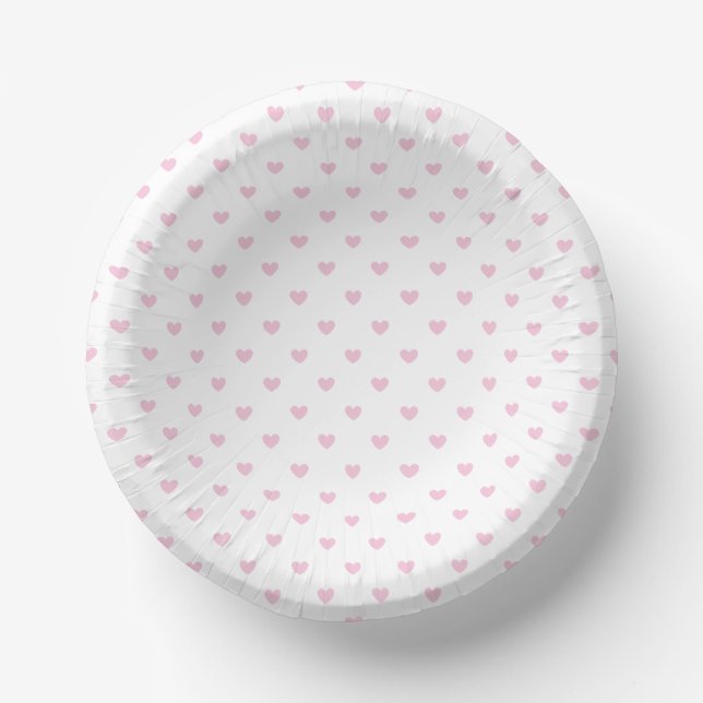 Micro Hearts Light Pink - Weiß Pappteller (Vorderseite)