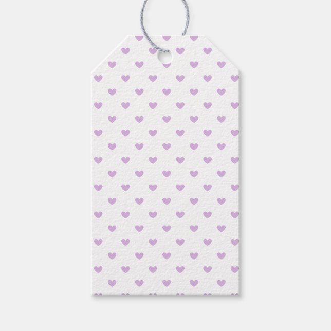 Micro Hearts Soft Lilac - Weiß Geschenkanhänger (Vorderseite)