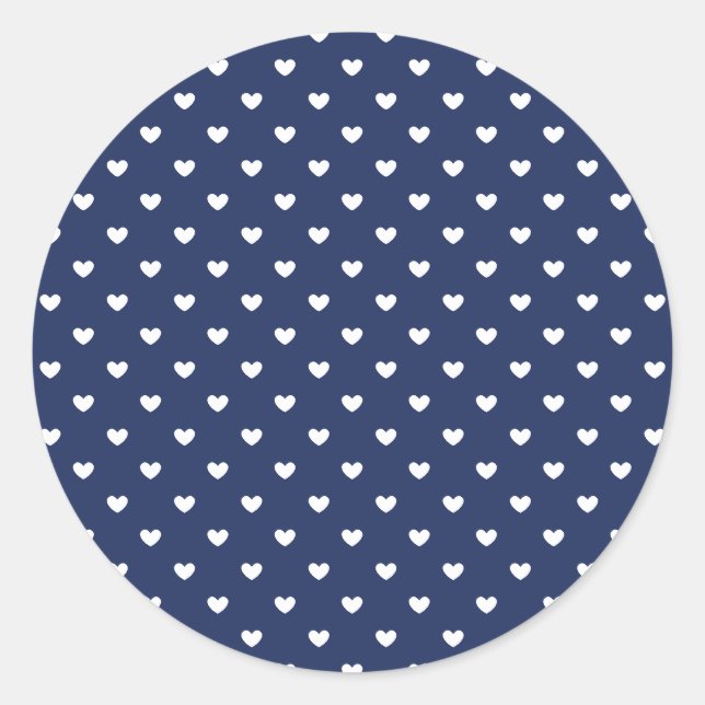 Micro Hearts Weiß - Marineblau Runder Aufkleber (Vorderseite)