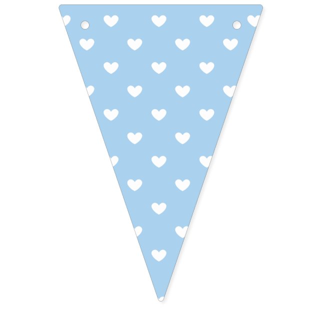 Micro Hearts White - Baby Blau Wimpelkette (Erste Fahne)