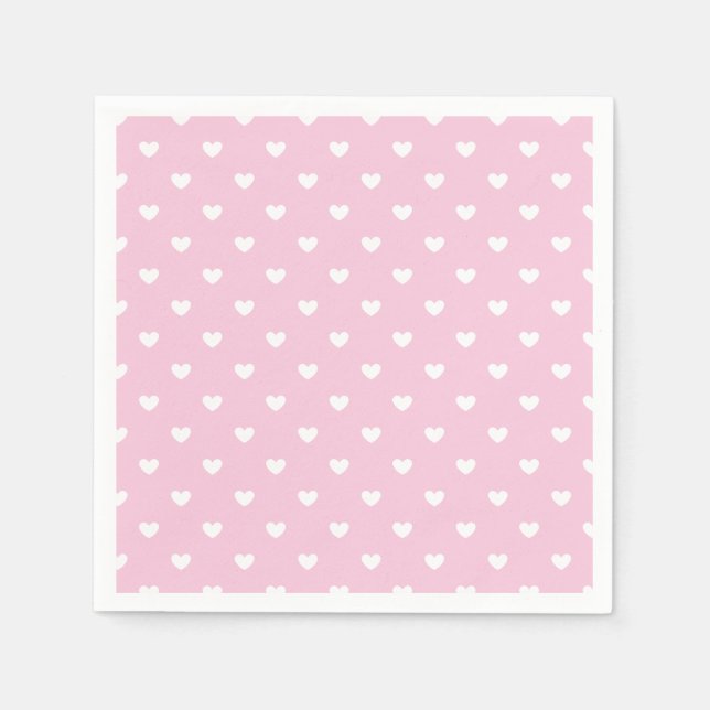 Micro Hearts White - Hellrosa  Serviette (Vorderseite)