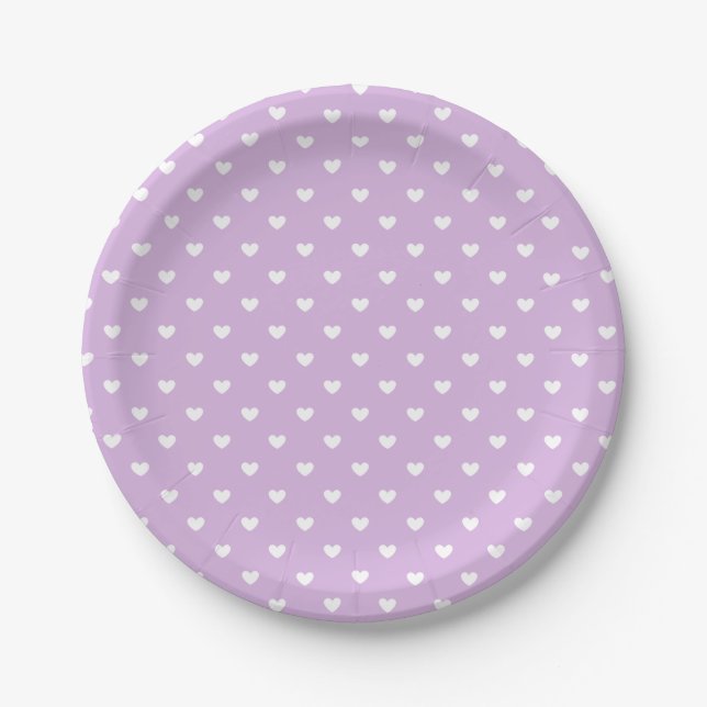 Micro Hearts White - Sanftes Lilac Pappteller (Vorderseite)