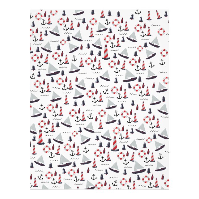 Micro Nautical Pattern Vintager Style Druck. Fotodruck (Vorne)