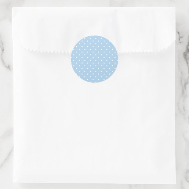 Micro Polka Dot White - Baby Blue Runder Aufkleber (Tasche)