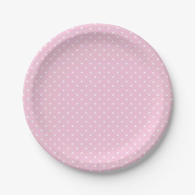 Micro Polka Dot White - Light Pink Pappteller (Vorderseite)
