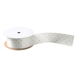 Micro Stars Golden Yellow - White Satinband