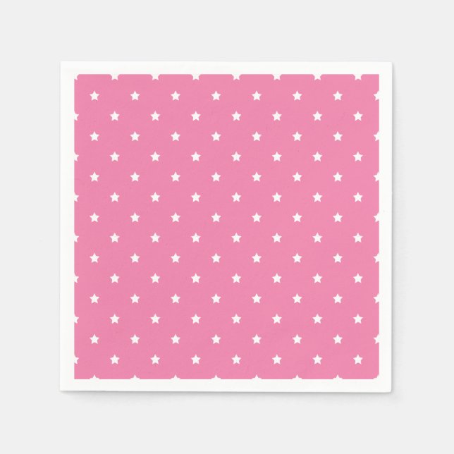 Micro Stars White - Fuchsia Rosa Serviette (Vorderseite)