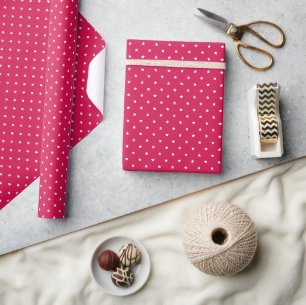 Micro Stars White - Himbeere Geschenkpapier