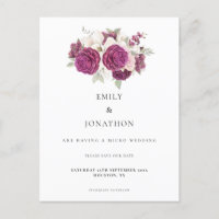 Micro Wedding Burgundy Floral Save the Date