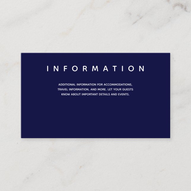 Micro Wedding Dark Blue Typografy Information Begleitkarte (Vorderseite)