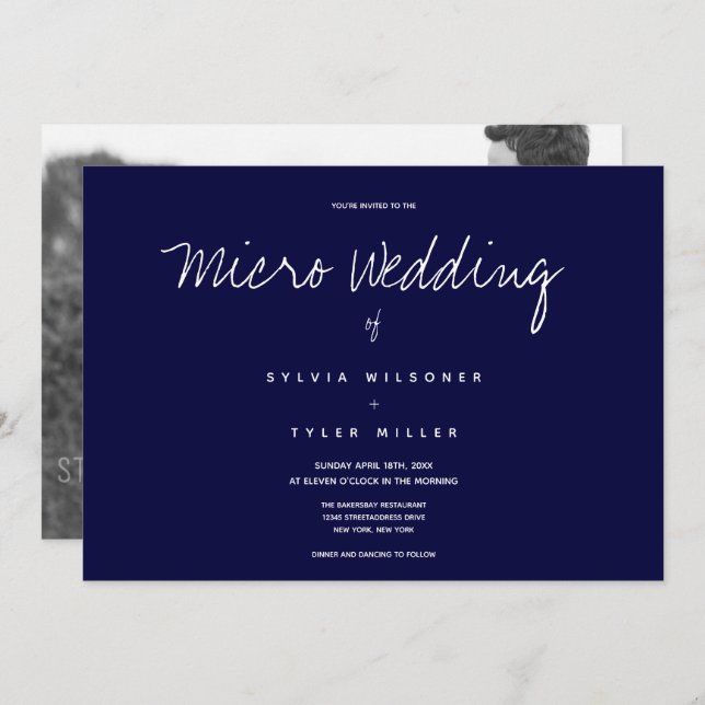 Micro Wedding Foto Dark Blue Horizontal Wedding (Vorne/Hinten)