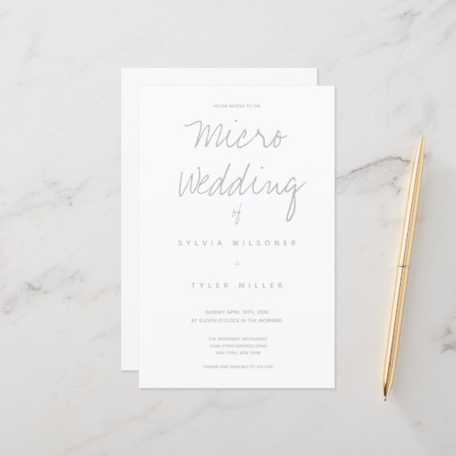 Micro Wedding White Gray Typografie (Vorderseite/Rückseite Beispiel)