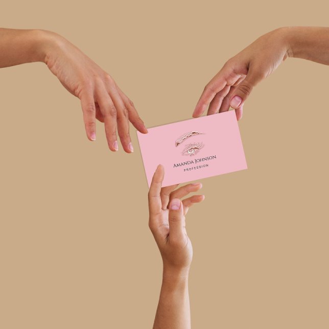 Microblade Lashes Brows Makeup Logo Rose Pink Visitenkarte (Microblade Lashes Brows Makeup Logo Rose Pink Business Card)
