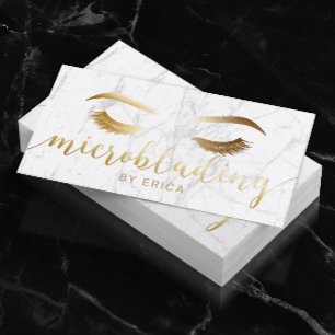 Microblading Brow Makeup Artist Gold Script-Marmor Visitenkarte