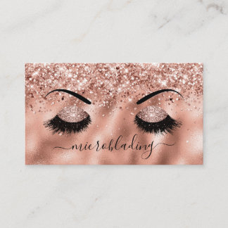 Microblading Brows Rose Gold Glitzer Makeup Artist Visitenkarte