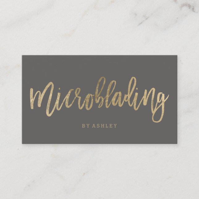 Microblading chic gold typografie grau visitenkarte (Vorderseite)