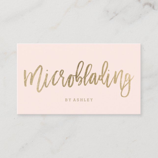 Microblading elegantes Goldtypographie-Buschrosa Visitenkarte (Vorderseite)