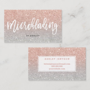Microblading elegantes Typografiesilber-Rosengold Visitenkarte
