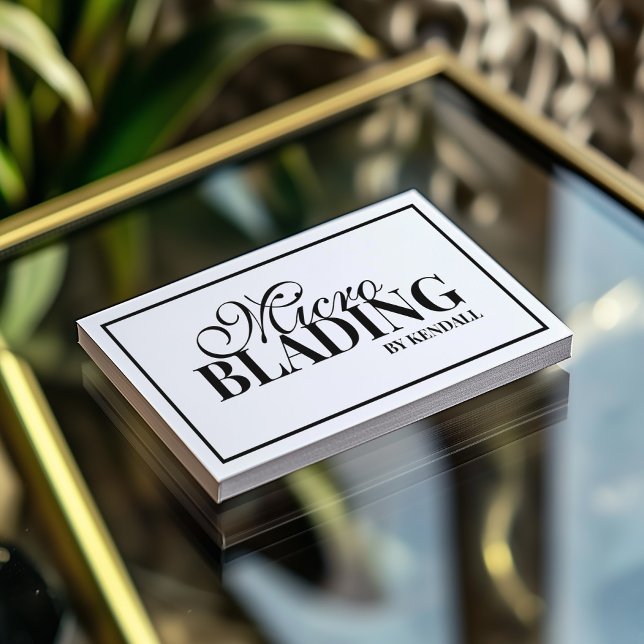 Microblading Eyebrow Permanent Makeup Black Border Visitenkarte (Perfect for business)