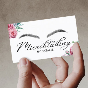 Microblading Eyebrows Beauty Salon Floral Visitenkarte