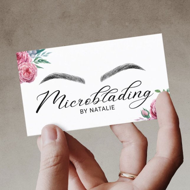 Microblading Eyebrows Beauty Salon Floral Visitenkarte (Von Creator hochgeladen)