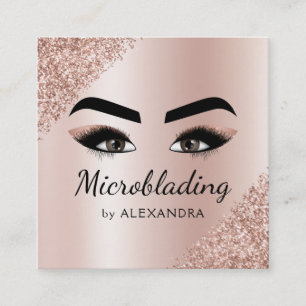 Microblading Eyebrows Brows Glitzer Rose Gold Pink Quadratische Visitenkarte