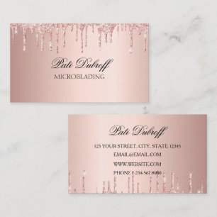 Microblading Eyebrows Brows Glitzer Rose Gold Pink Visitenkarte